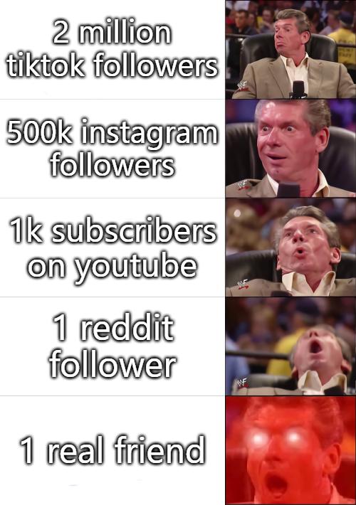 2 million tiktok followers 1 real friend meme