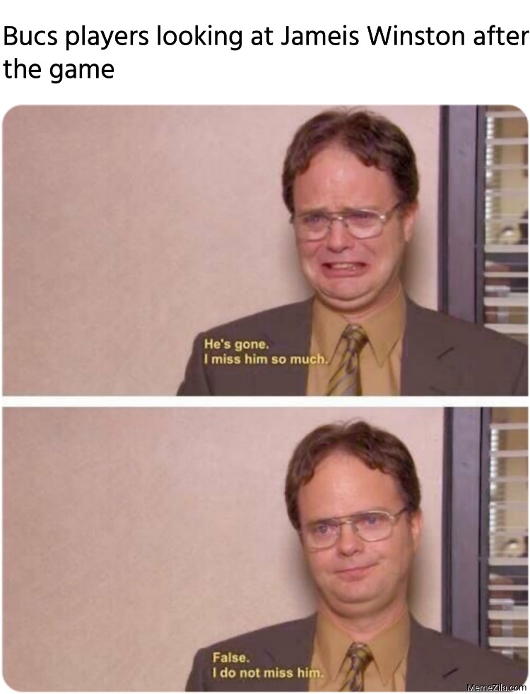 Bucs players looking at Jameis Winston after the game meme