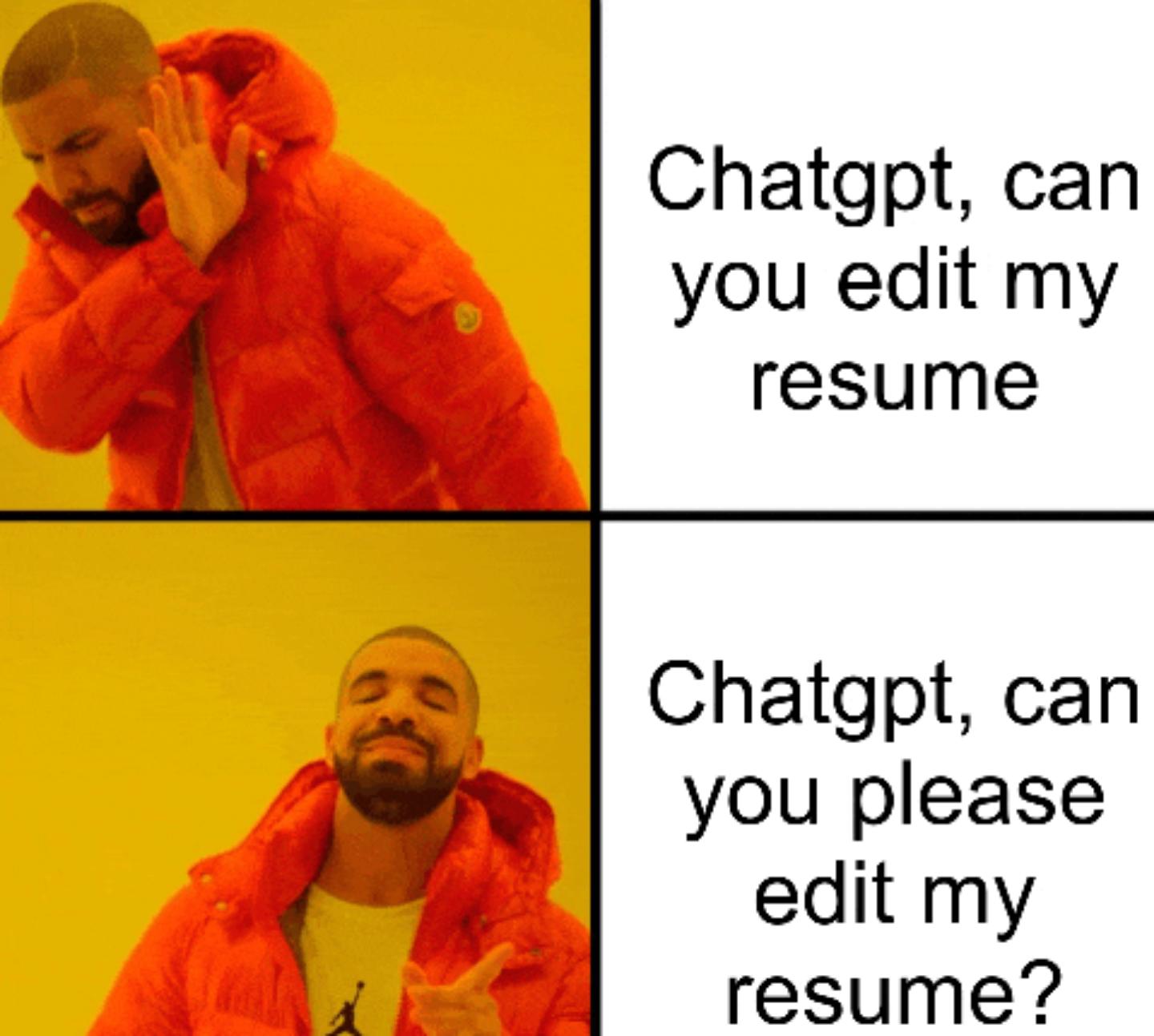 ChatGPT, can you please edit my resume? meme