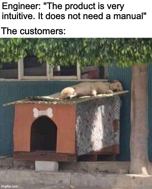 Engineer: The product is very intuitive. air does not need a manual meme