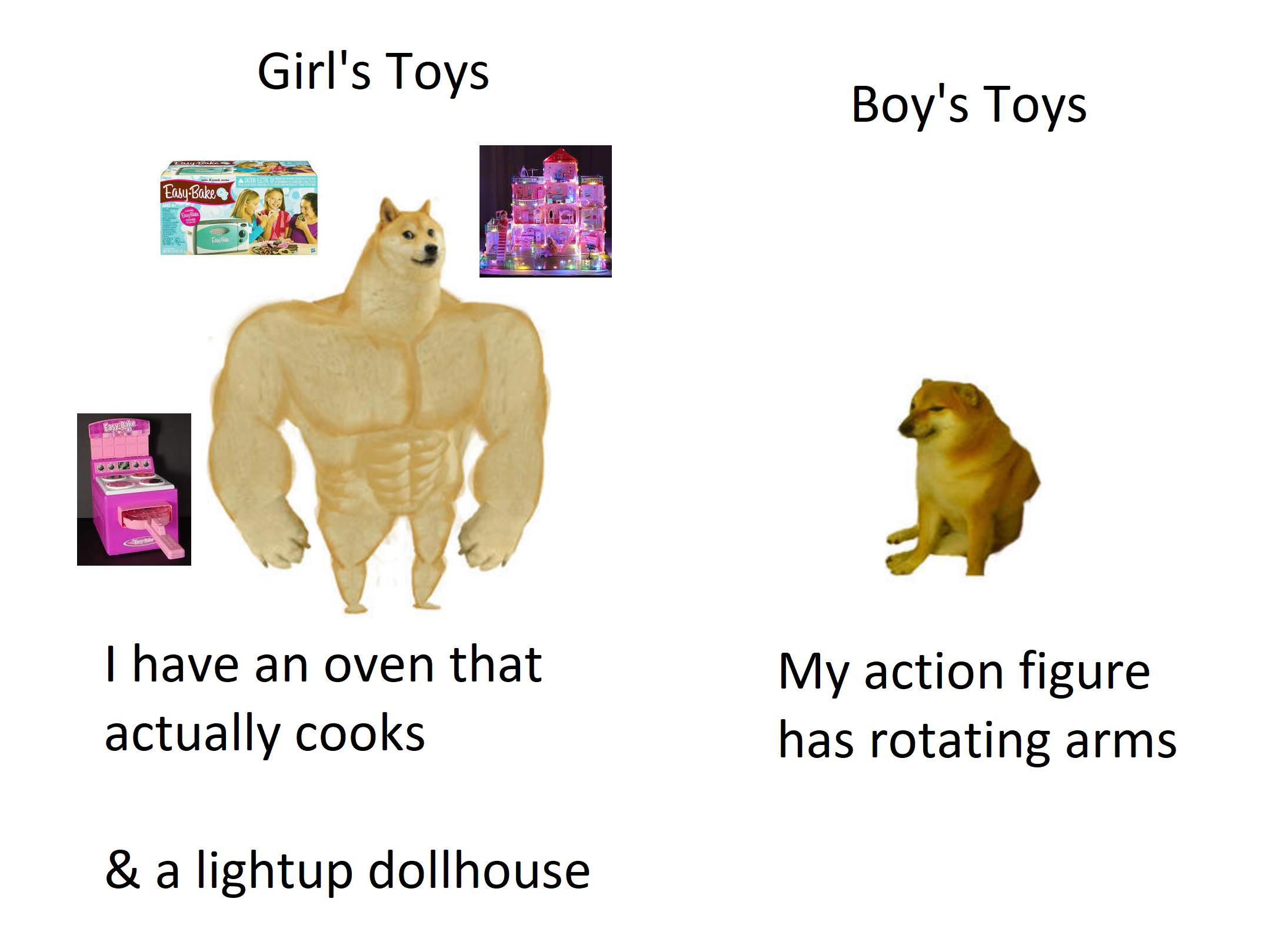 Girls toys vs Boys toys meme