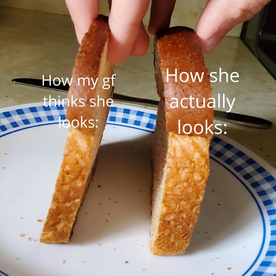 How my gf thinks she looks How she actually looks meme