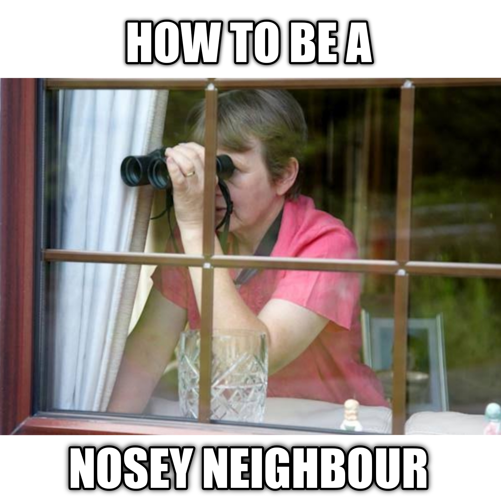 How to be a nosey neighbour meme