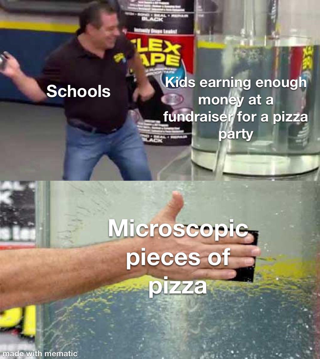 Kids earning enough money at a fundraiser for a pizza party meme