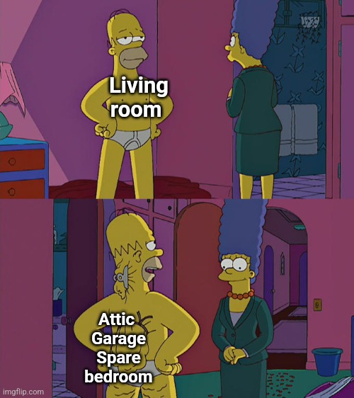 Living room Attic Garage Spare Bedroom meme