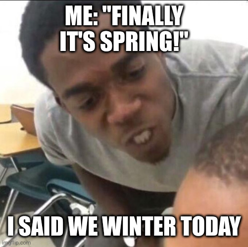 Me: Finally it's spring! I said we winter today meme