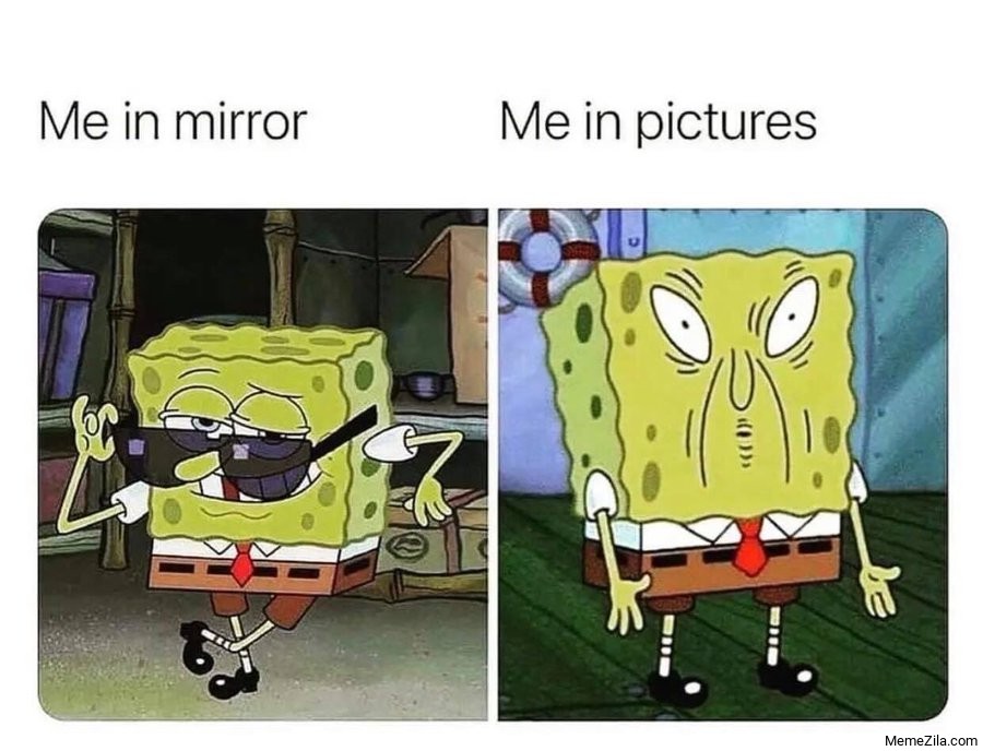 Me in mirror vs Me in pictures meme