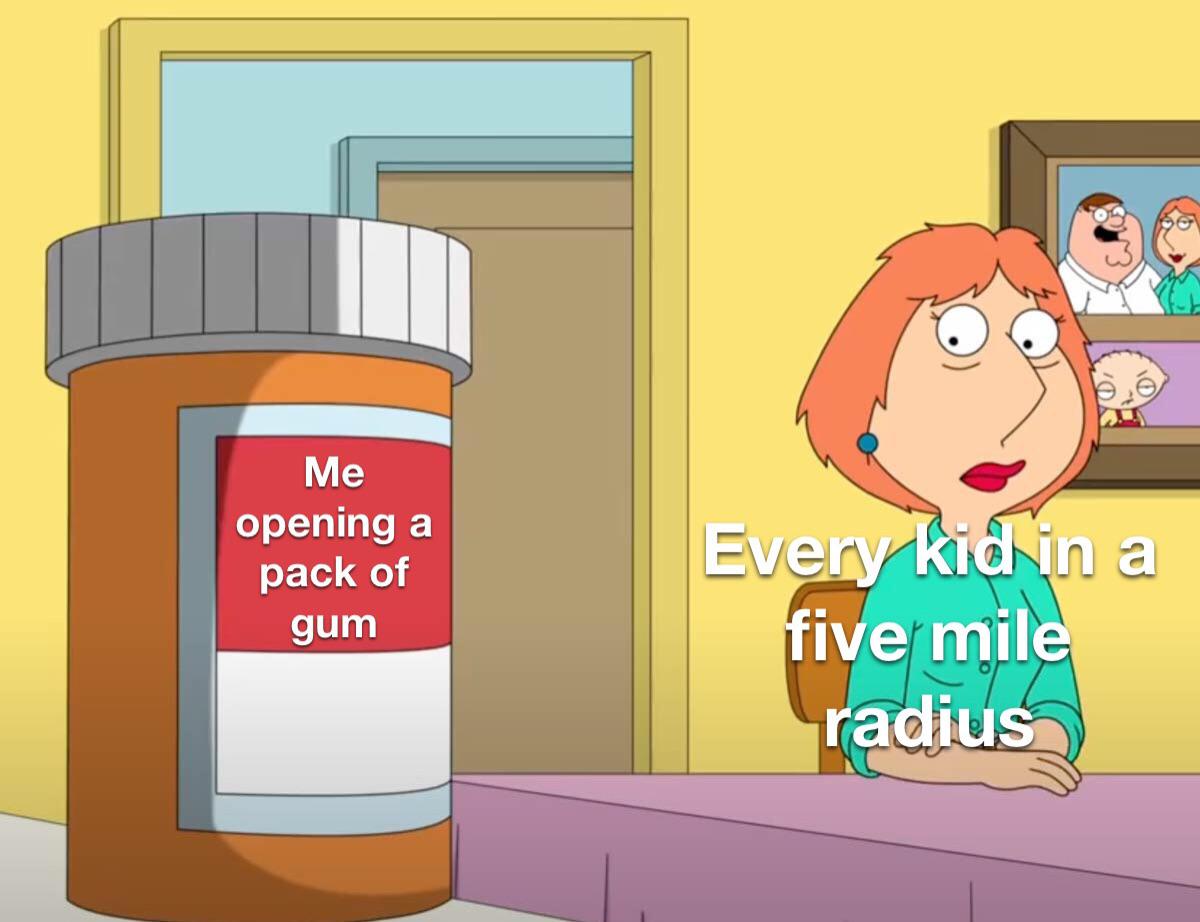 Me opening a pack of gum Every kid in a five mile meme