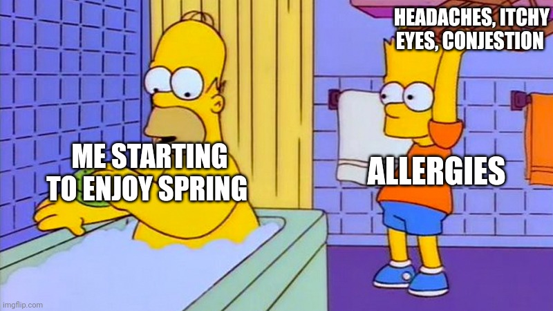 Me starting to enjoy spring Headache, Itchy eyes, conjestion Allergies meme