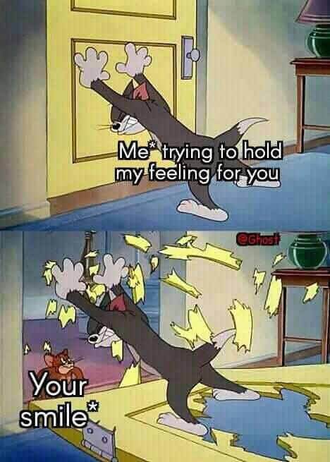 Me trying to hold my feeling for you Your smile meme