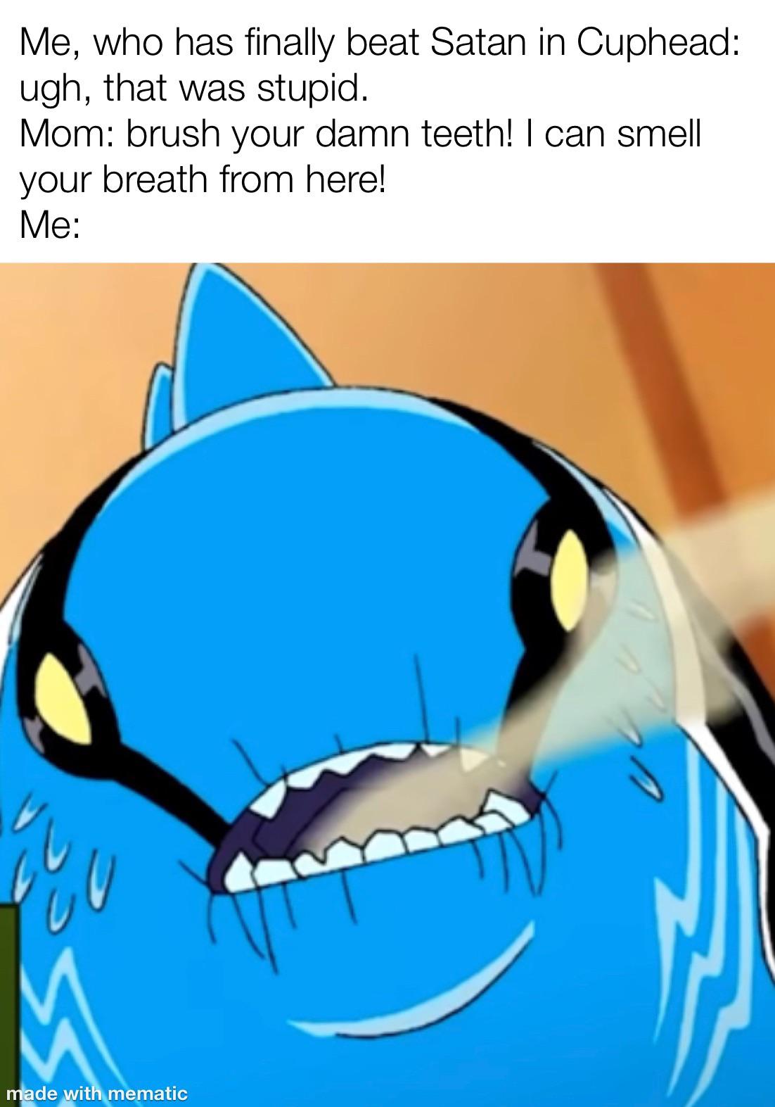 Me, who has finally beat satan in cuphead meme