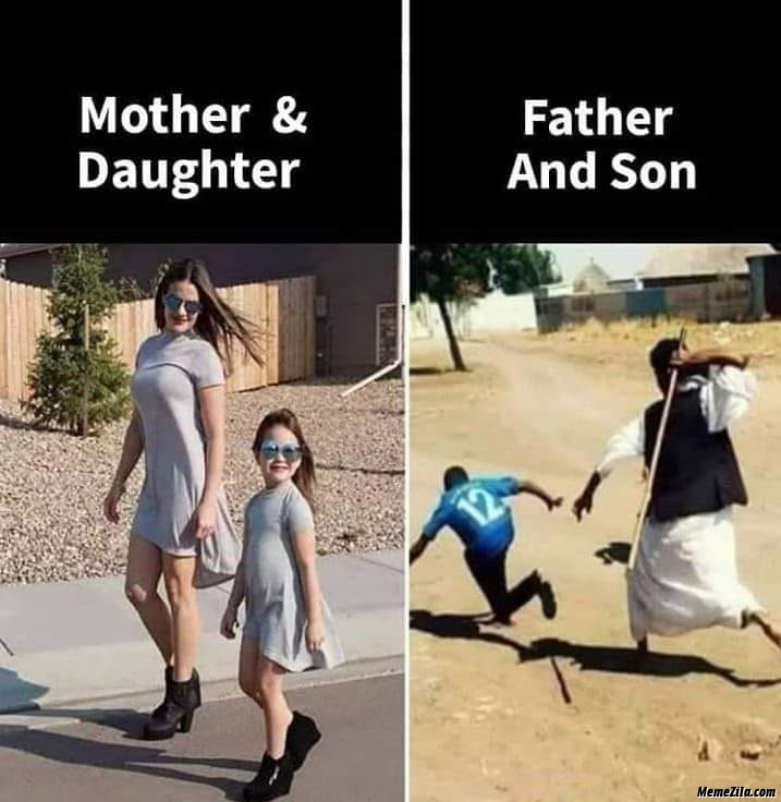 Mother and daughter vs father and son meme