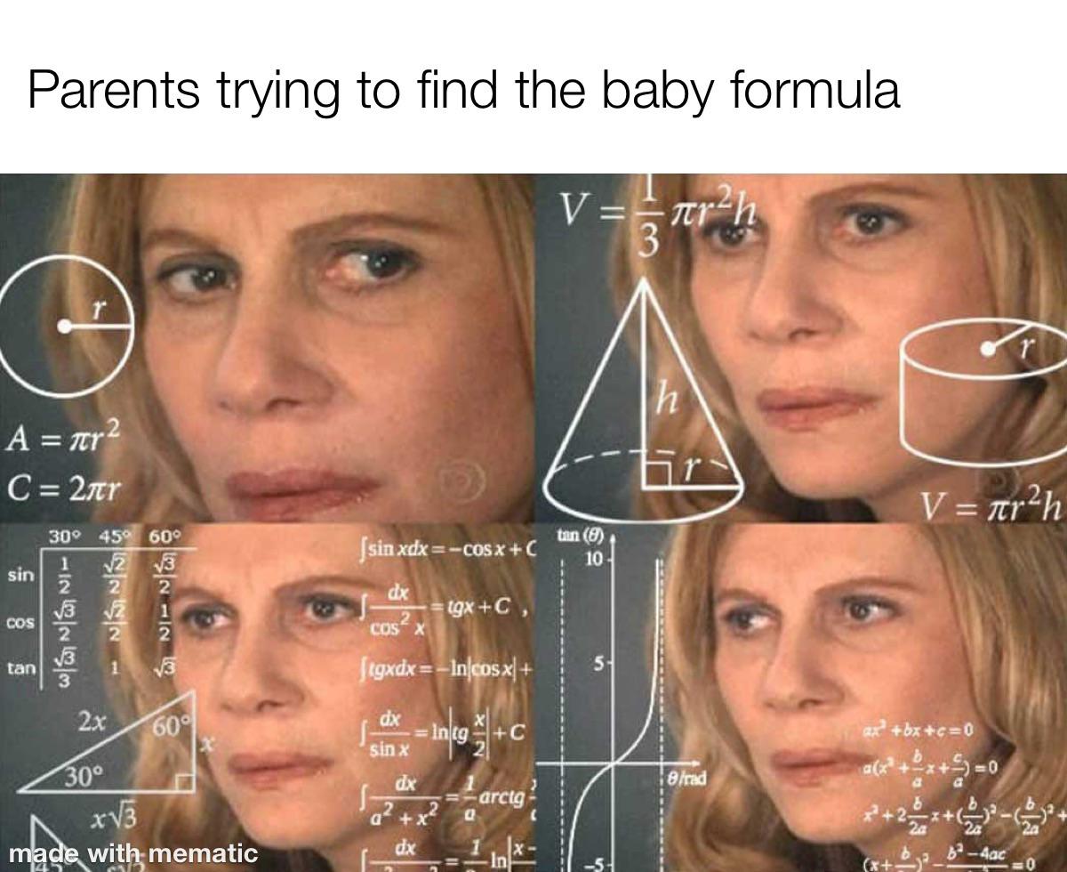 Parents trying to find the baby formula meme