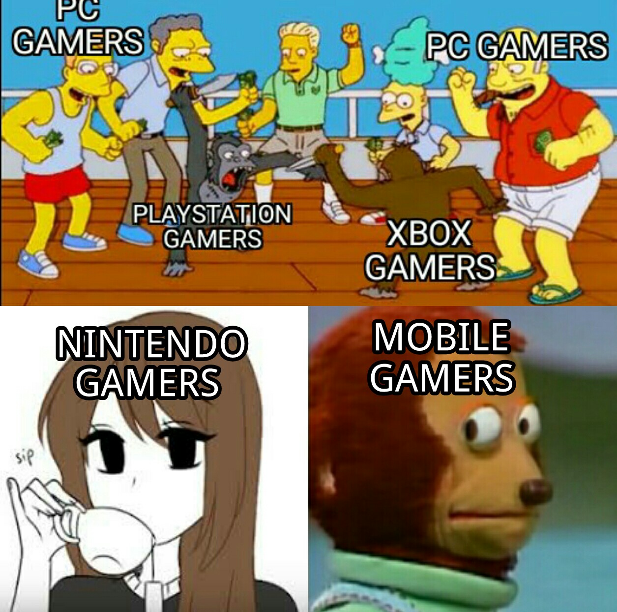 PlayStation gamers vs Xbox gamers meme