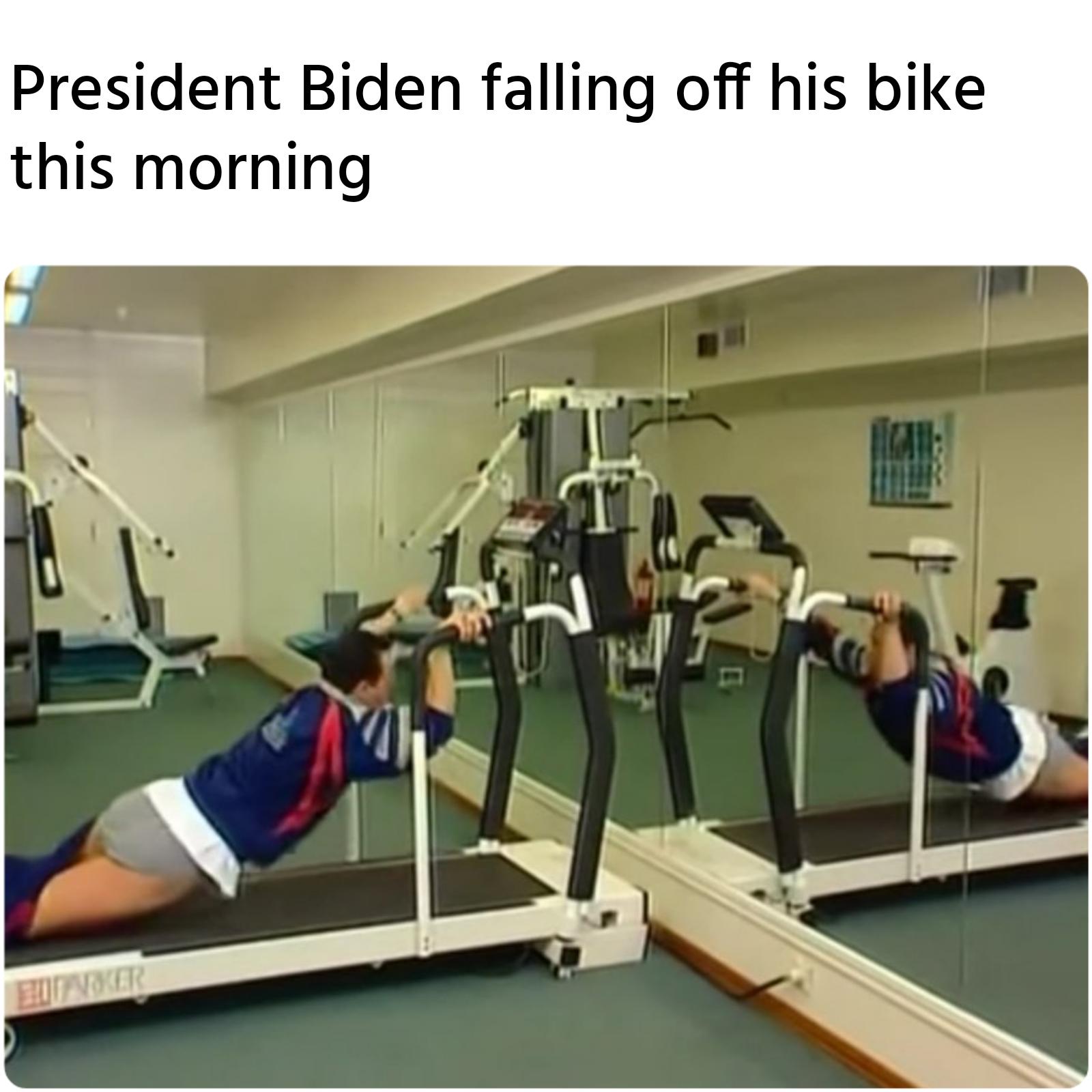 President Biden falling off his bike this morning meme