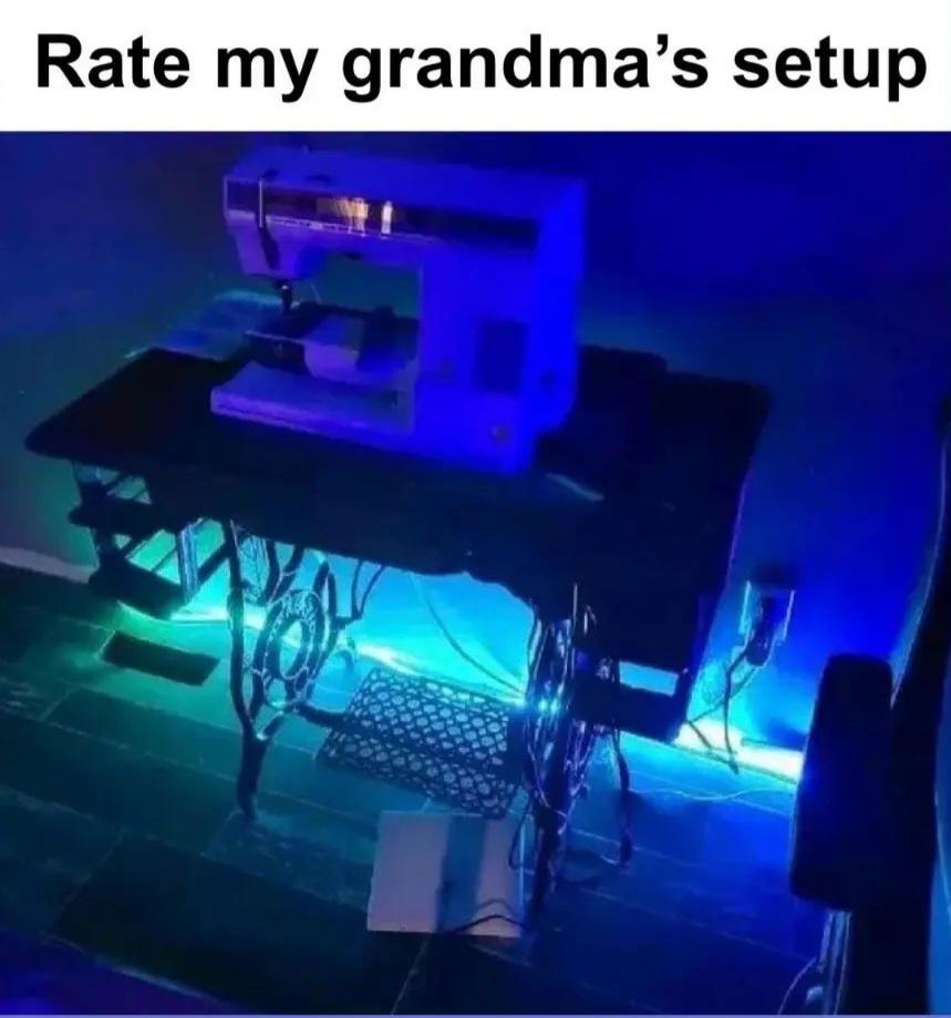 Rate my grandma's setup meme