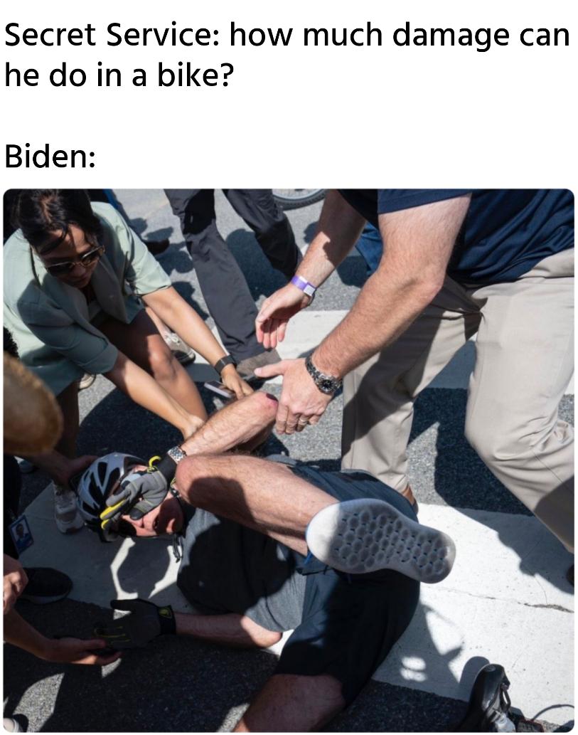 Secret Service: how much damage can he do in a bike? Biden: meme