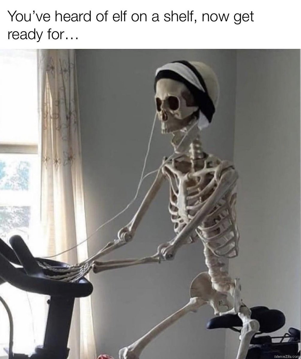 Skeleton on Peloton Meme
