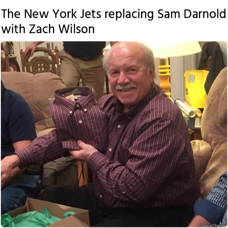 The New York Jets replacing Sam Darnold with Zach Wilson meme