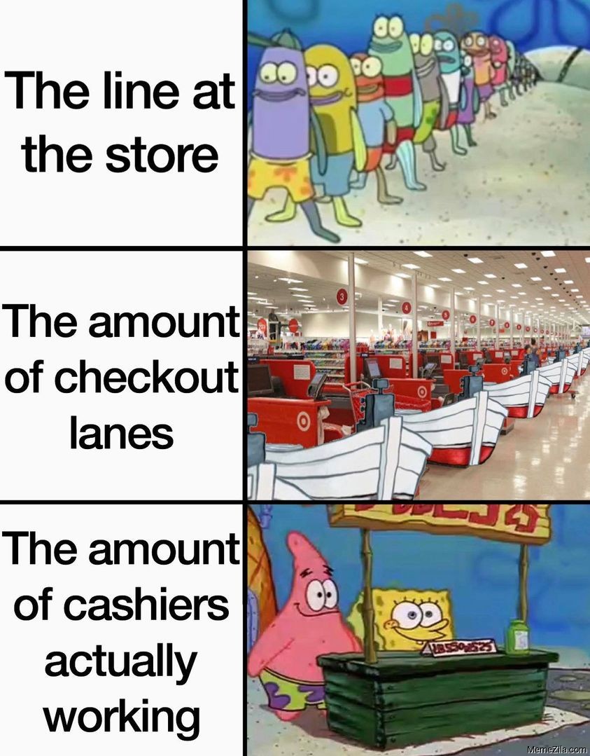 The of amount of cashiers actually working meme