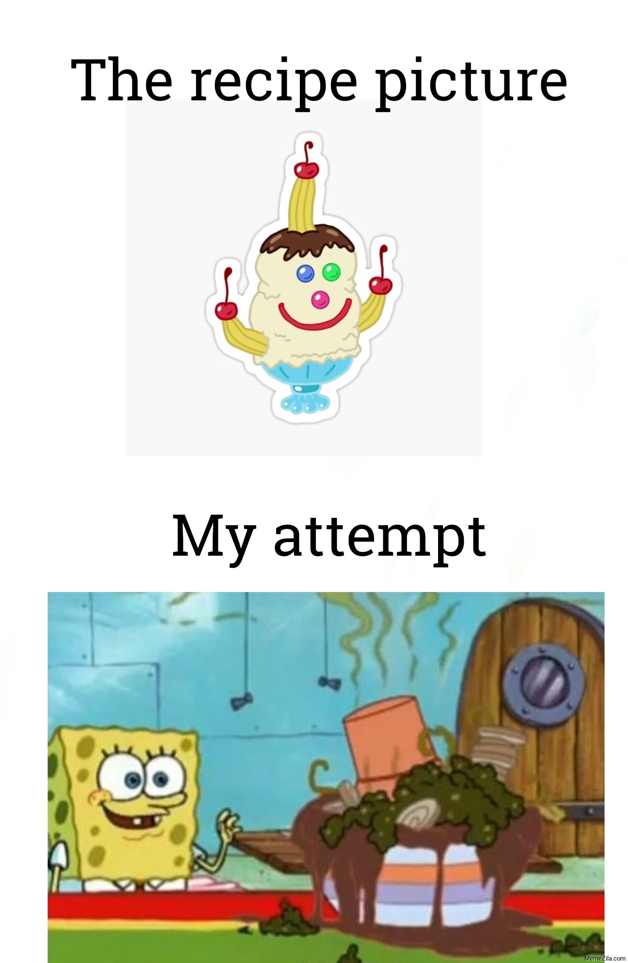 The recipe picture vs my attempt meme