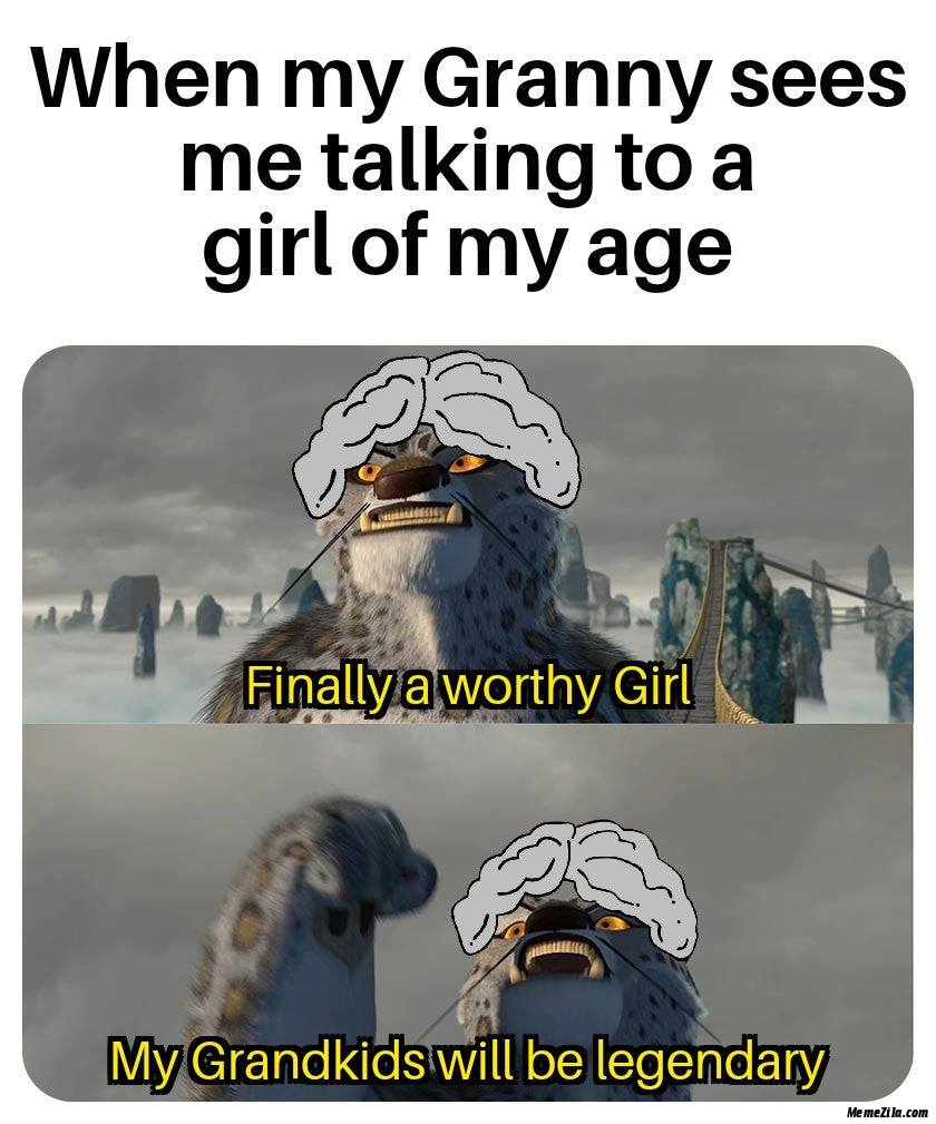 When my granny sees me talking to a girl of my age Finally awarded girl My grand kids will be legendary meme