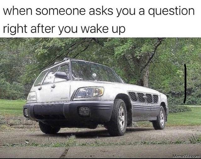 When someone asks you a question right after you wake up meme