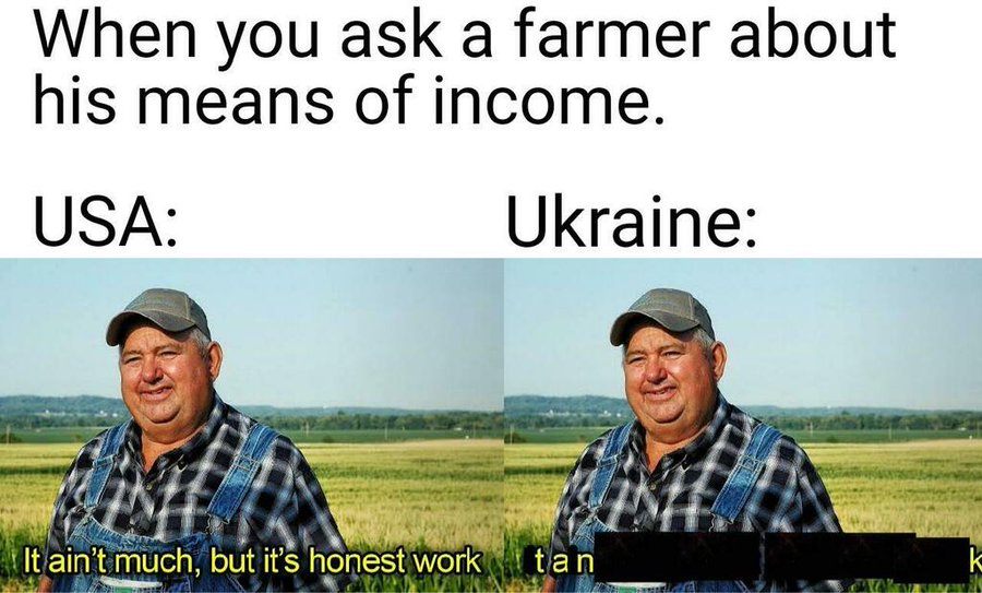 When you ask a farmer about his means of income meme