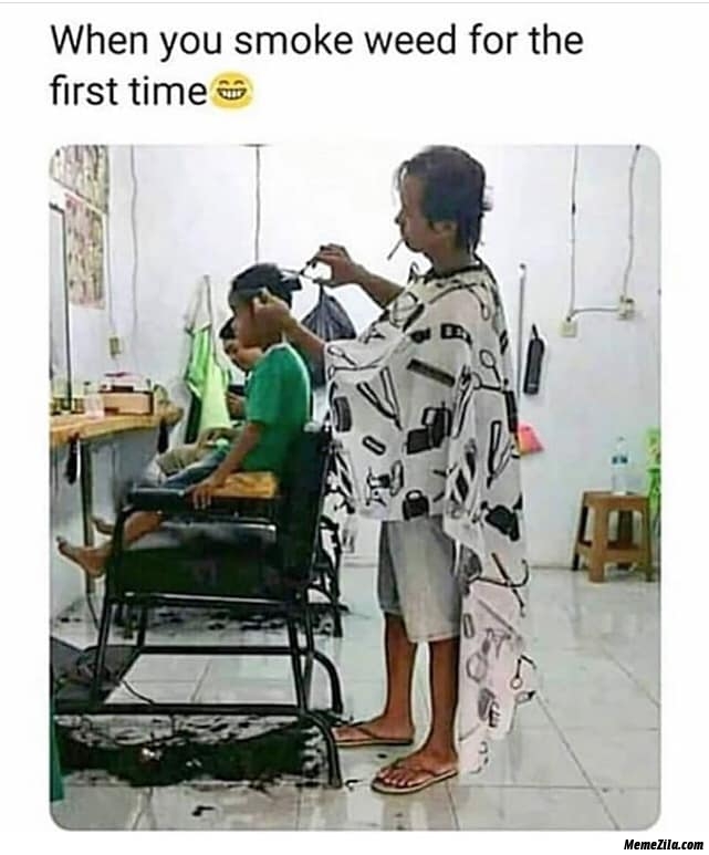 When you smoke  weed for the first time meme