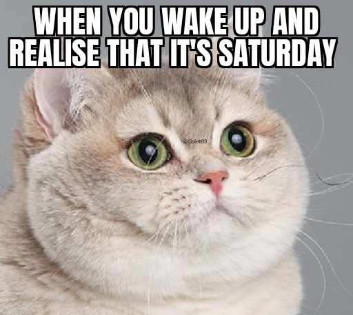 When you wake up and realise that it's Saturday meme
