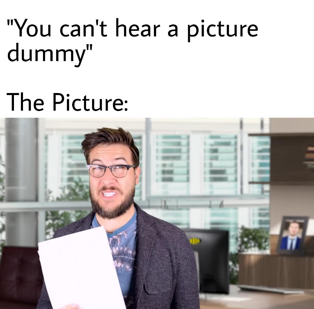 You can't hear a picture dummy The picture meme