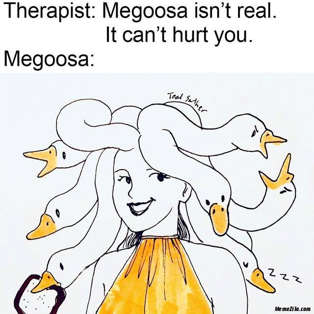 Therapist Megoosa isnt real It cant hurt you Meanwhile megoosa meme